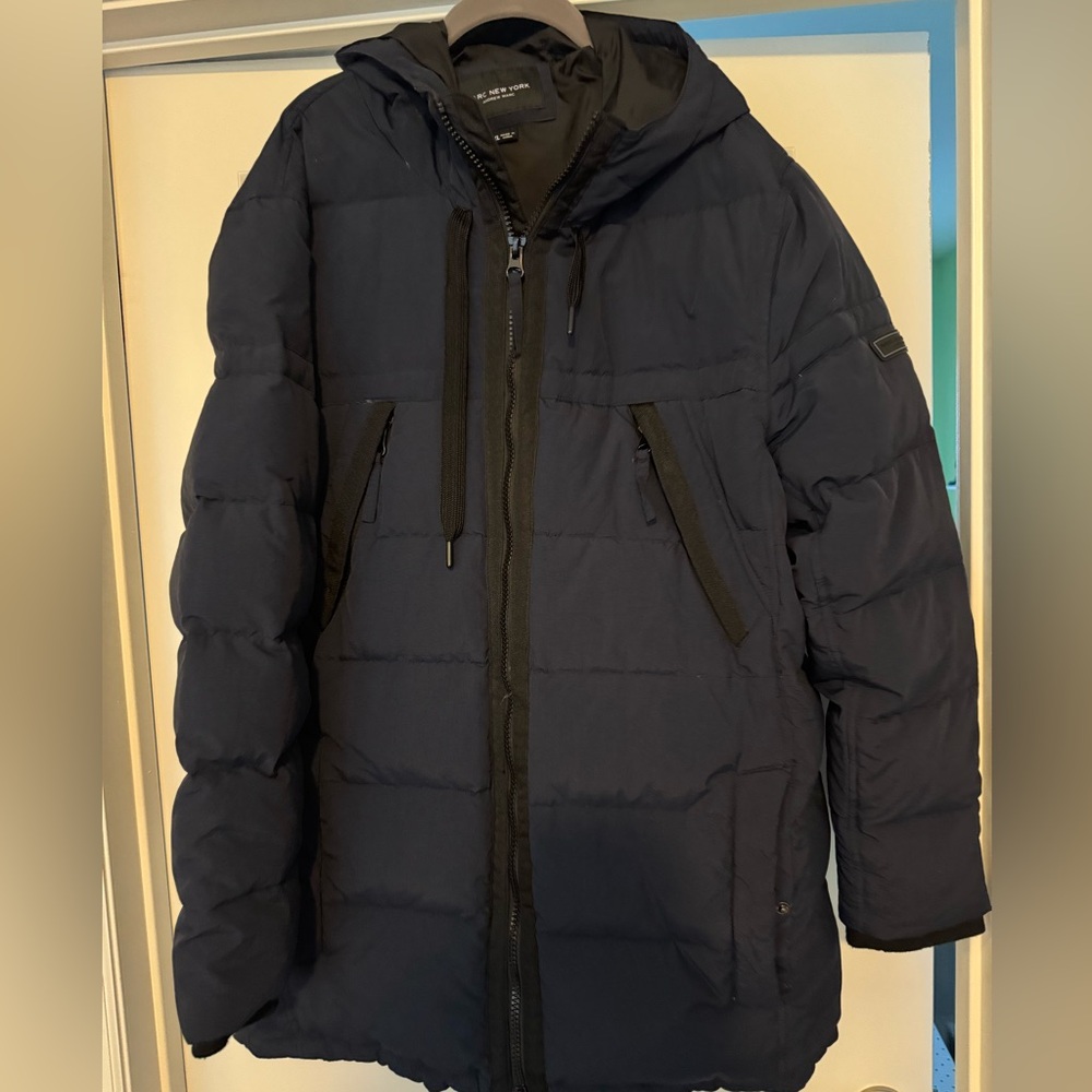 Andrew Marc Men's Navy Holden Parka Puffer Jacket